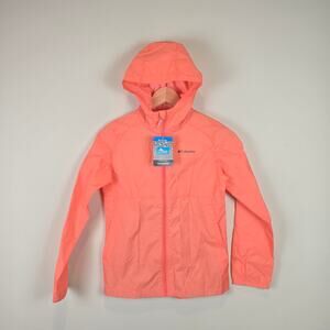 Columbia Girls Size M Switchback II Jacket Waterproof Rain Coat Hot Coral
